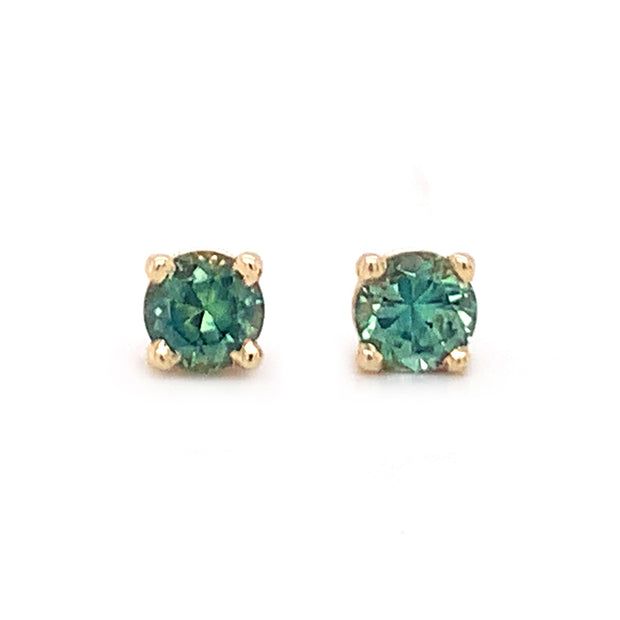 Montana Sapphire Yellow Gold Stud Earrings - "Bali"