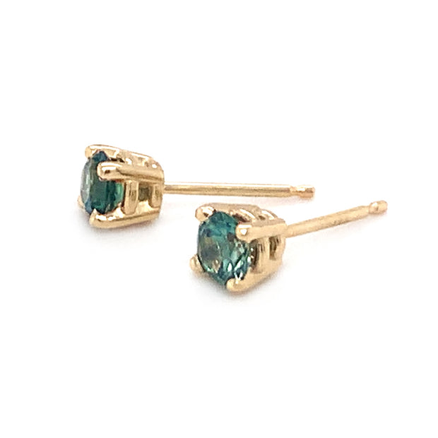 Montana Sapphire Yellow Gold Stud Earrings - "Bali"