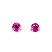 Montana Sapphire & Rose Gold Stud Earrings - "Rosey Pink"