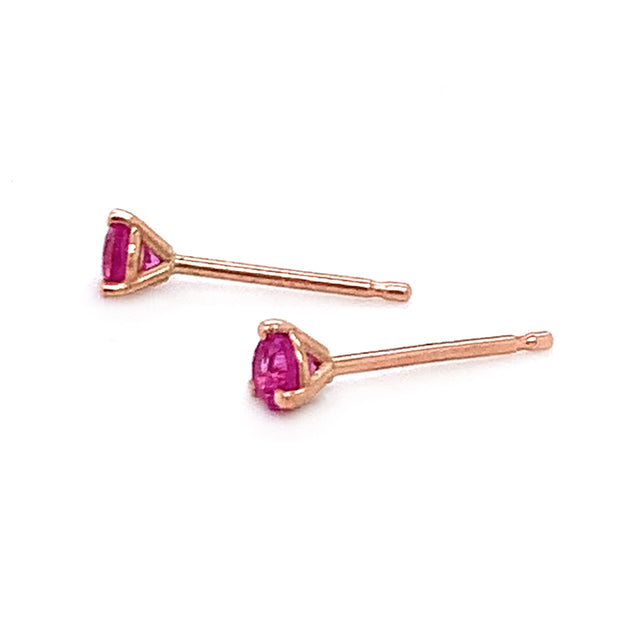 Montana Sapphire & Rose Gold Stud Earrings - "Rosey Pink"