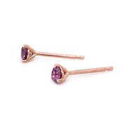 Montana Sapphire & Rose Gold Stud Earrings - "Falling Twilight"