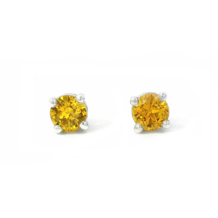Yellow Montana Sapphire & Sterling Silver Stud Earrings - "Juicy"