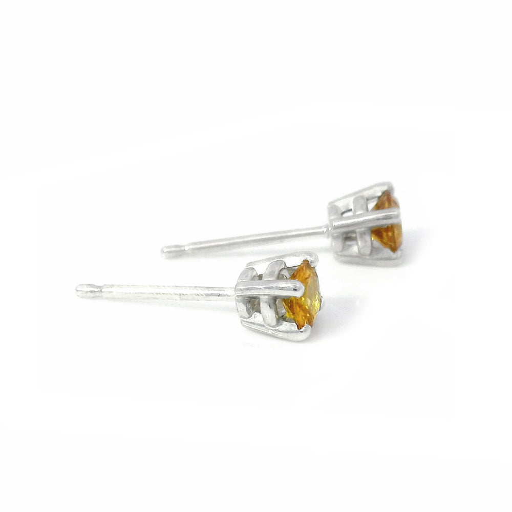 Yellow Montana Sapphire & Sterling Silver Stud Earrings - "Juicy"