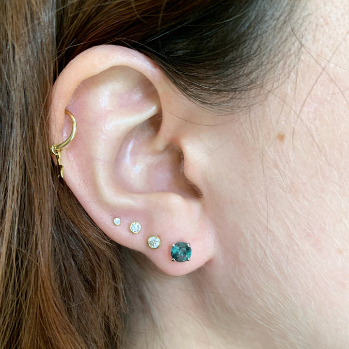 Dark Blue Montana Sapphire & White Gold Studs - "Midnight River"