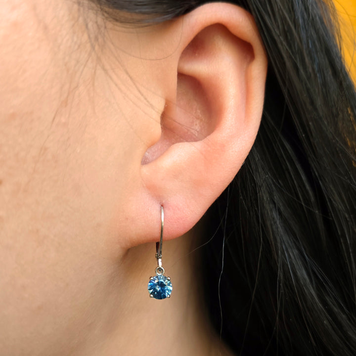 Montana Sapphire & White Gold Lever Back Earrings - "Glacier Drops"