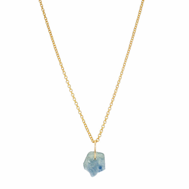 Rough Montana Sapphire & Yellow Gold Pendant - "Sunlit Reflection"