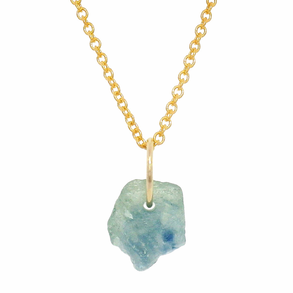 Rough Montana Sapphire & Yellow Gold Pendant - "Sunlit Reflection"