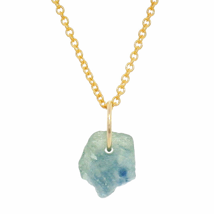 Rough Montana Sapphire & Yellow Gold Pendant - "Sunlit Reflection"
