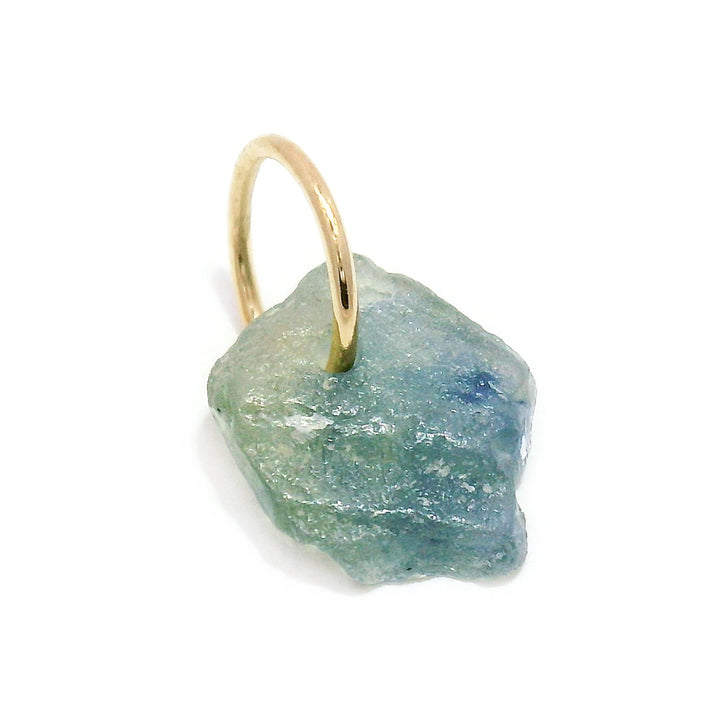 Rough Montana Sapphire & Yellow Gold Pendant - "Sunlit Reflection"