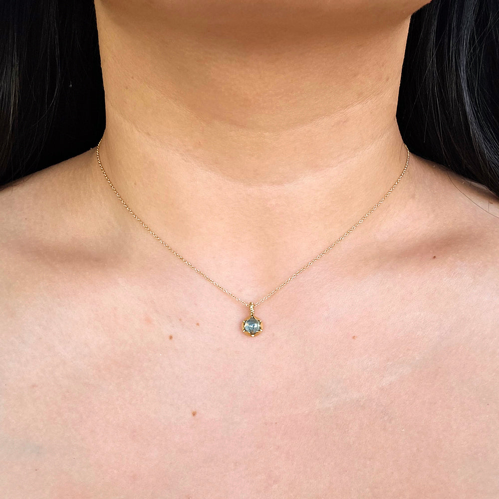 Yellow Gold and Green Montana Sapphire Necklace - "Hidden Star"