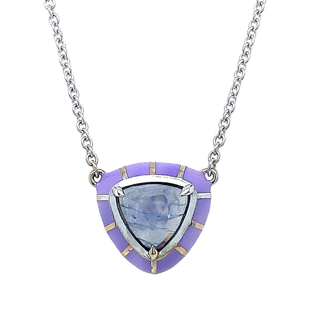 Montana Sapphire & Enamel Necklace - "Rock Candy Lavender"