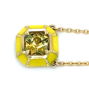 Yellow Montana Sapphire & Enamel Necklace - "Rock Candy Limoncello"