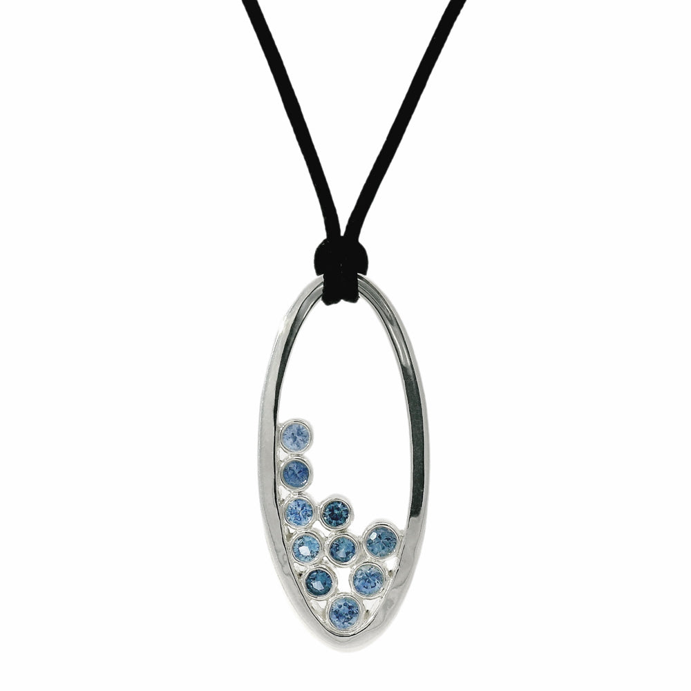 Montana Sapphire Blue Stones Bubble Necklace 'Waterfall'