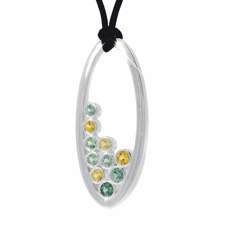 Green & Yellow Montana Sapphire Bubble Necklace - "Spring is Sprung"