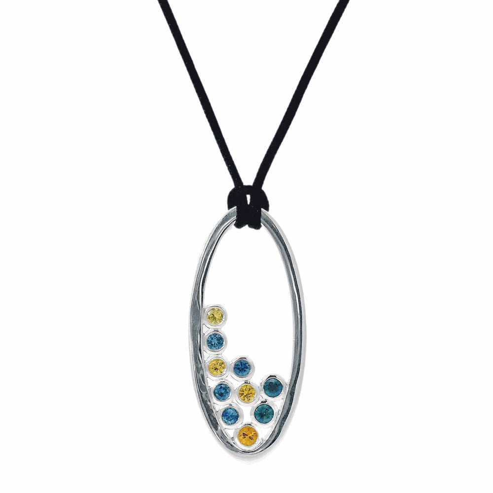Montana Sapphire Bubble Necklace 'Blue and Gold'