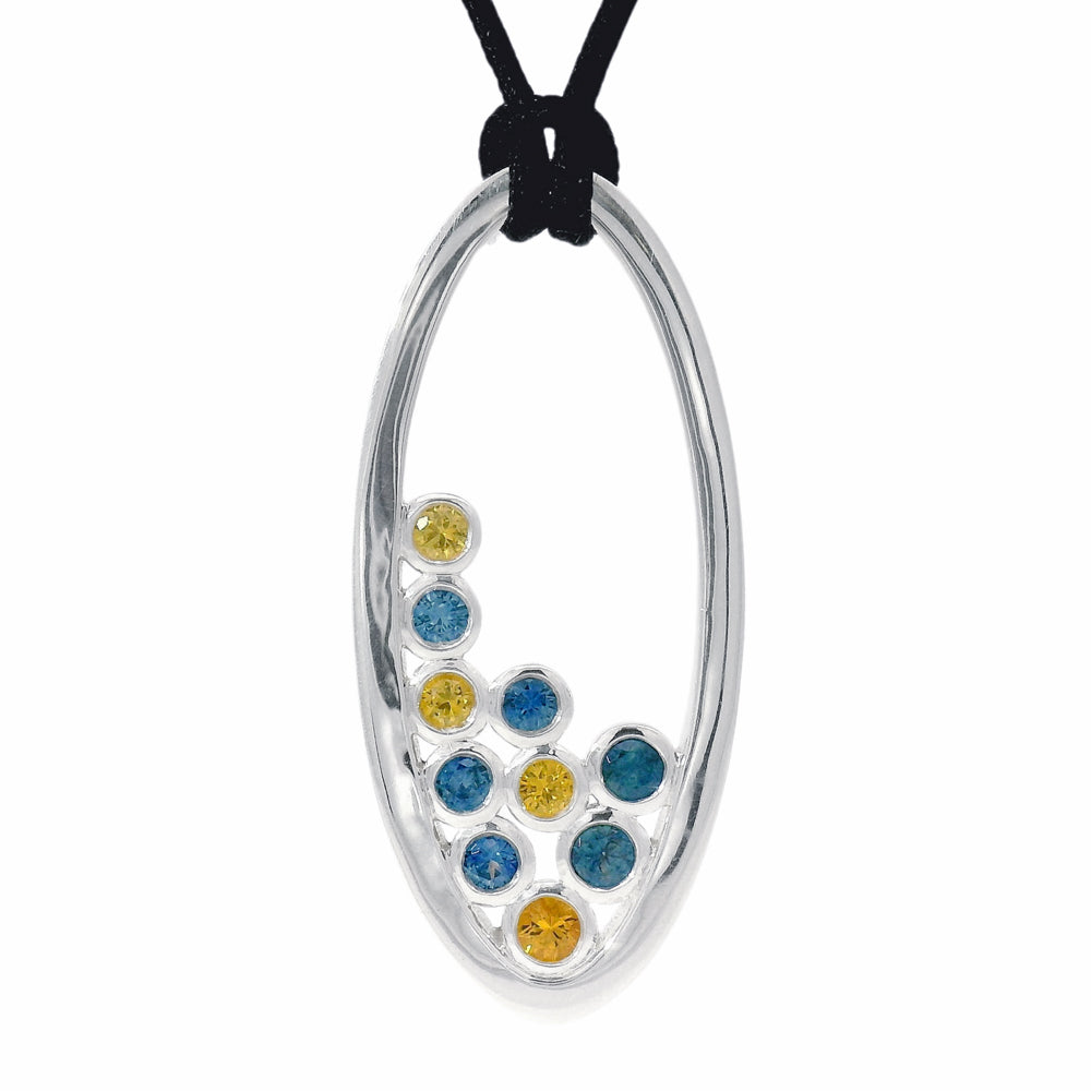 Montana Sapphire Bubble Necklace 'Blue and Gold'