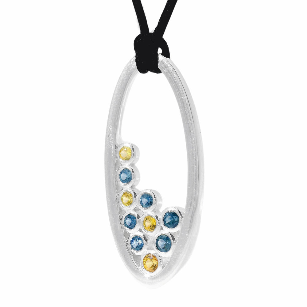 Montana Sapphire Bubble Necklace - "Blue & Gold"