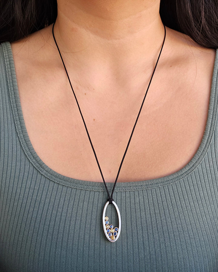 Montana Sapphire Bubble Necklace - "Blue & Gold"