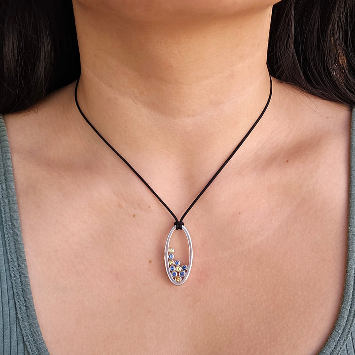 Montana Sapphire Bubble Necklace - "Blue & Gold"
