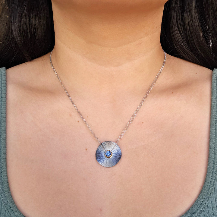 Montana Sapphire, Sterling Silver & Yellow Gold Necklace - "Oasis"