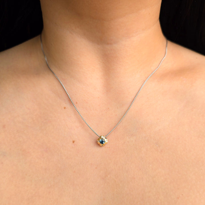 Montana Sapphire Two-Tone Reversible Necklace - "Quadrafolium"