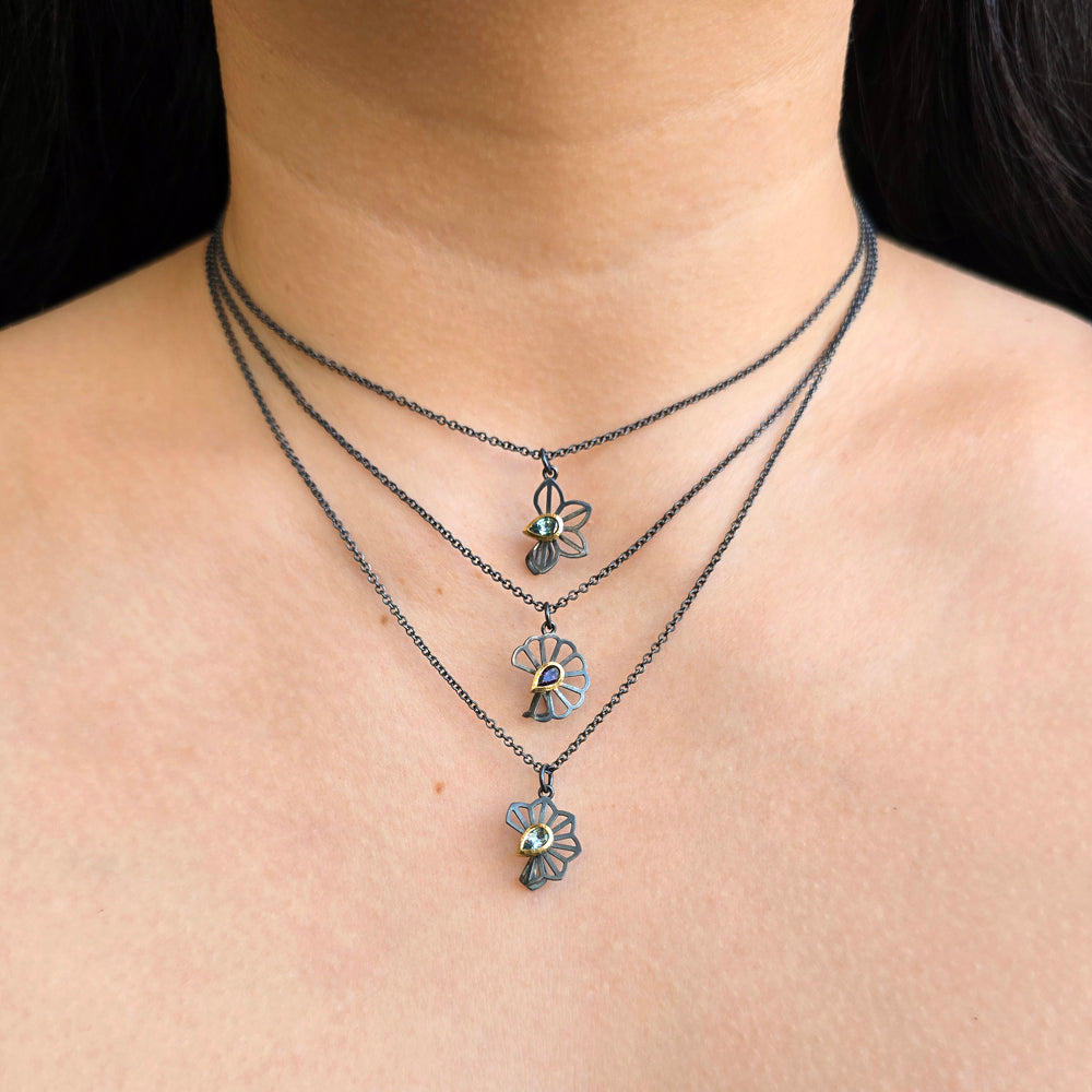 Yogo Sapphire Origami Necklace - "Petite Cloud Fold"