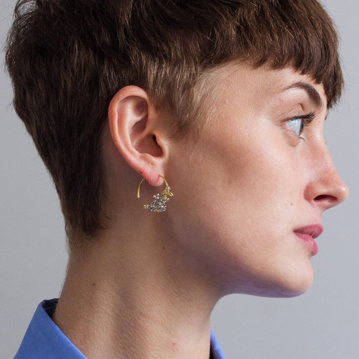 Sterling Silver & Gold Vermeil Flower Hoop Earrings- "Posy Bloom"