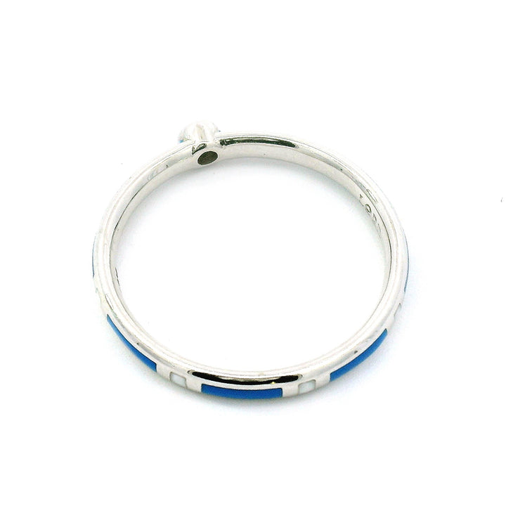 Yogo Sapphire & Enamel Band - "Rock Candy White & Blue"