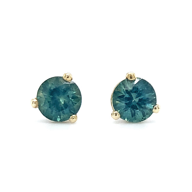 Montana Sapphire & Yellow Gold Earrings - "Sunlit Forest"