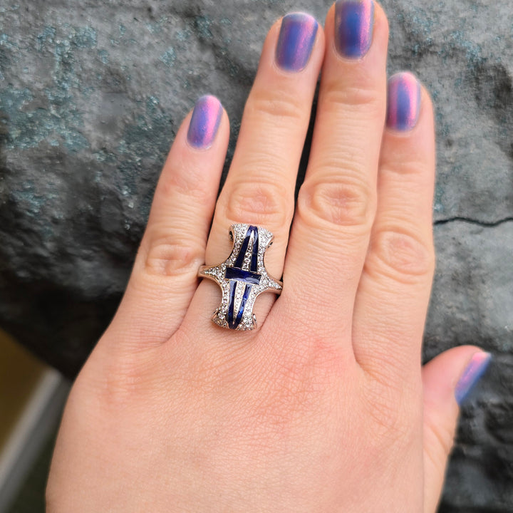 Diamond Ring with Plique-à-Jour Enamel - "Bedazzled"