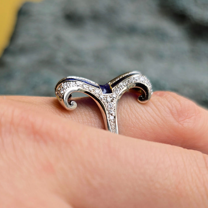 Diamond Ring with Plique-à-Jour Enamel - "Bedazzled"