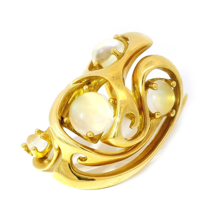 Alan Giovannetti 18K Yellow Gold & Moonstone Sculptural Ring - "Breakthrough"