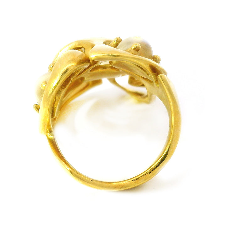 Alan Giovannetti 18K Yellow Gold & Moonstone Sculptural Ring - "Breakthrough"
