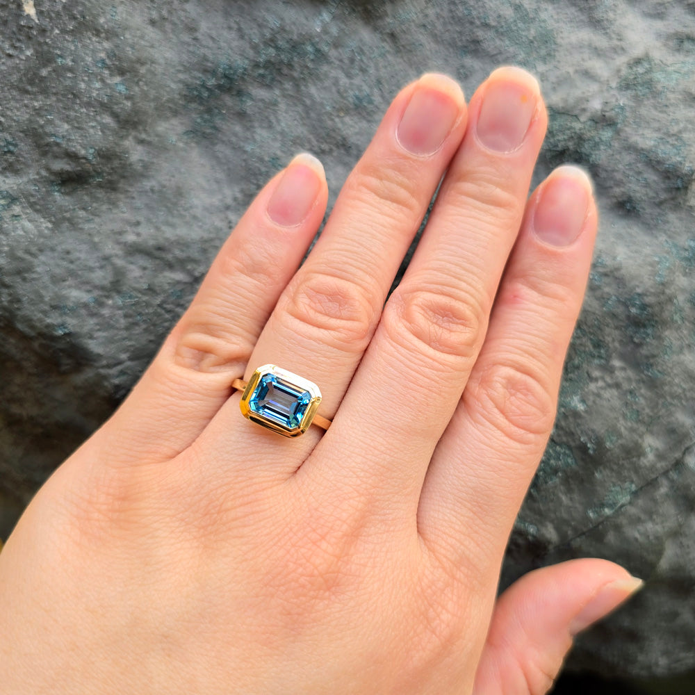 Emerald-Cut Blue Topaz Ring - "Manhattan"