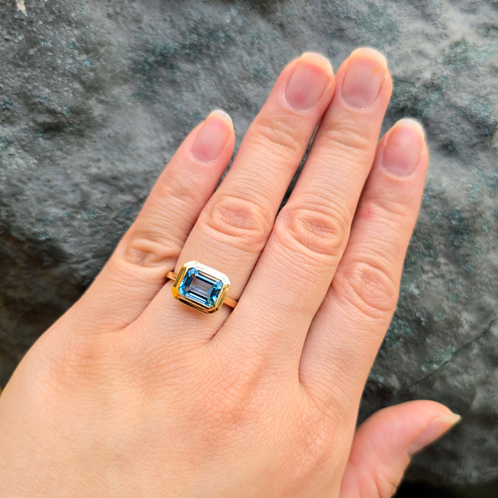 Emerald-Cut Blue Topaz Ring - "Manhattan"