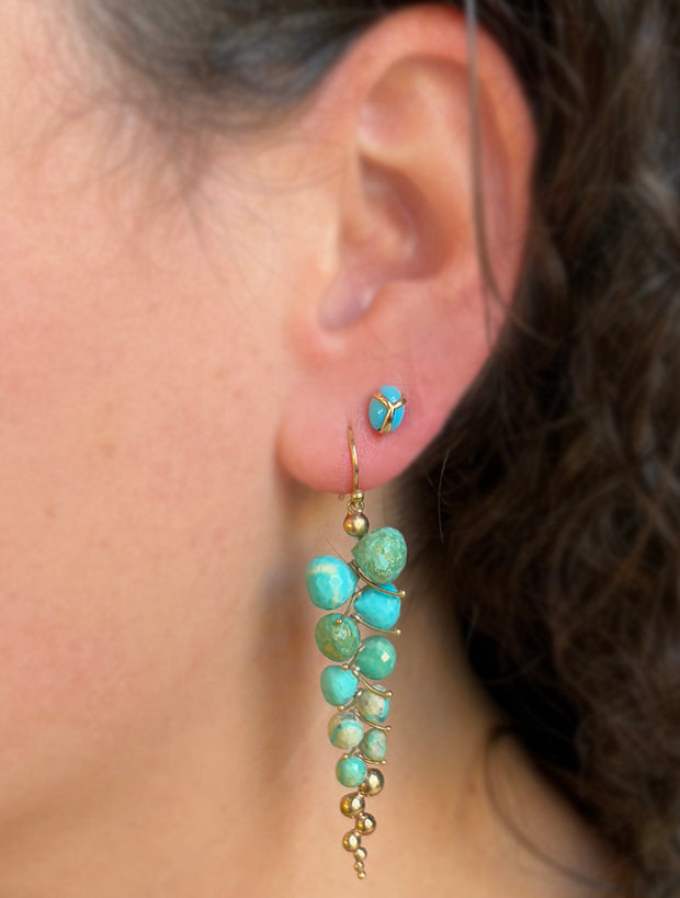 Turquoise Briolette Drop Earrings - "Large Caviar"