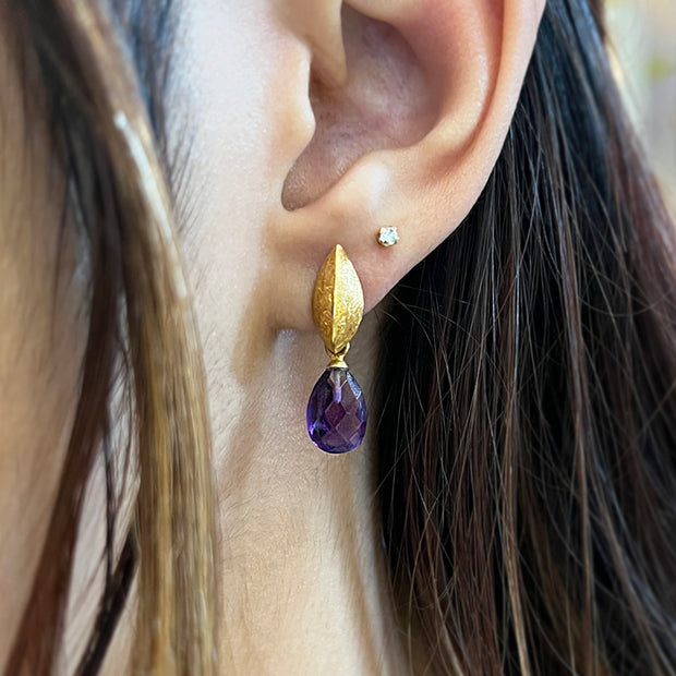 Gold Vermeil & Faceted Amethyst Studs with Drop