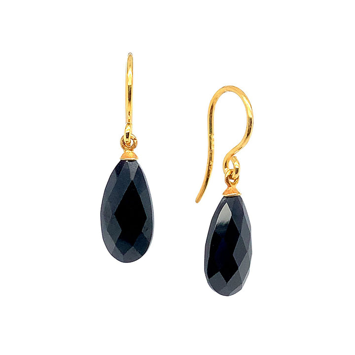 24K Gold Vermeil and Black Spinel Drop Earrings