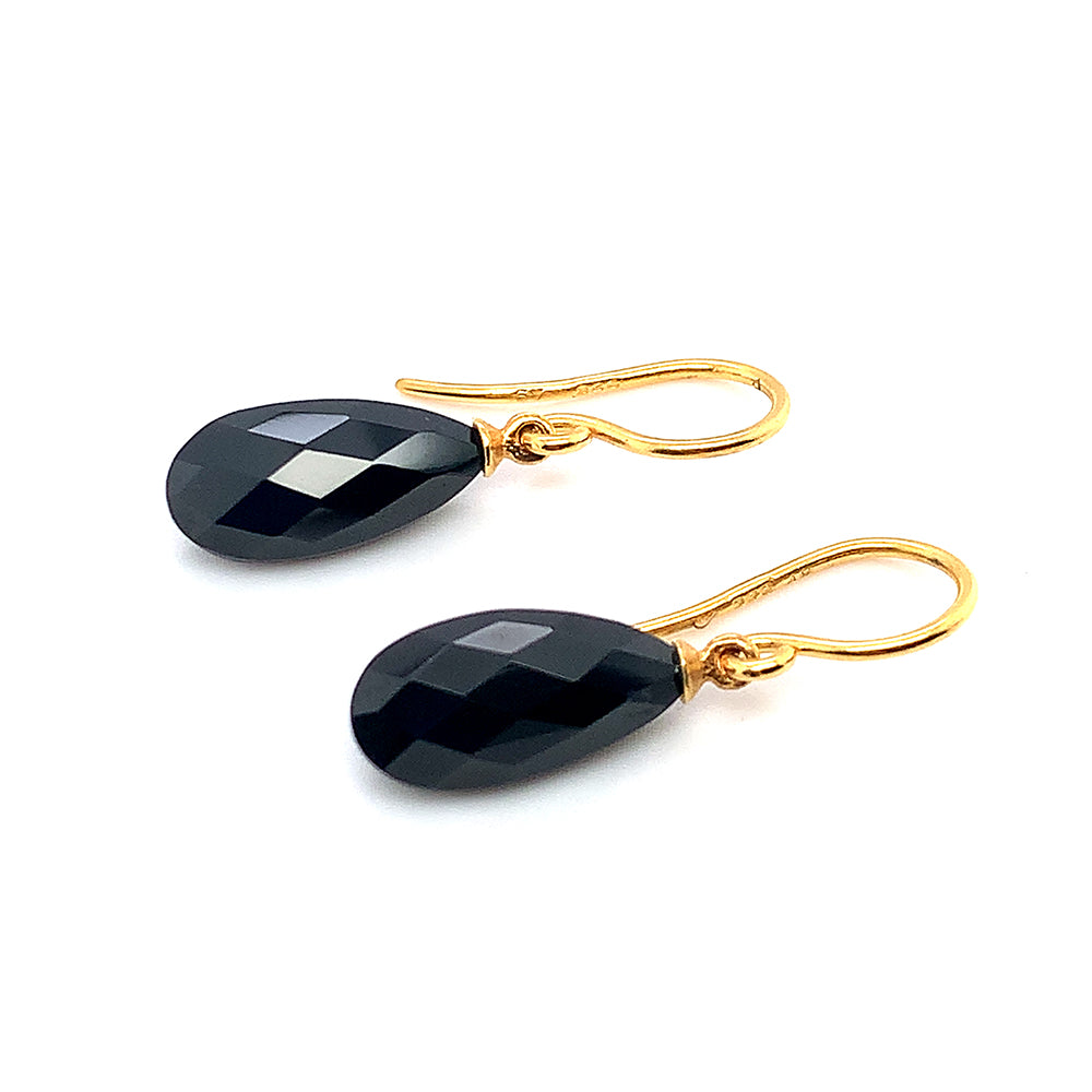 24K Gold Vermeil and Black Spinel Drop Earrings