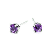 Sterling Silver & Amethyst Stud Earrings