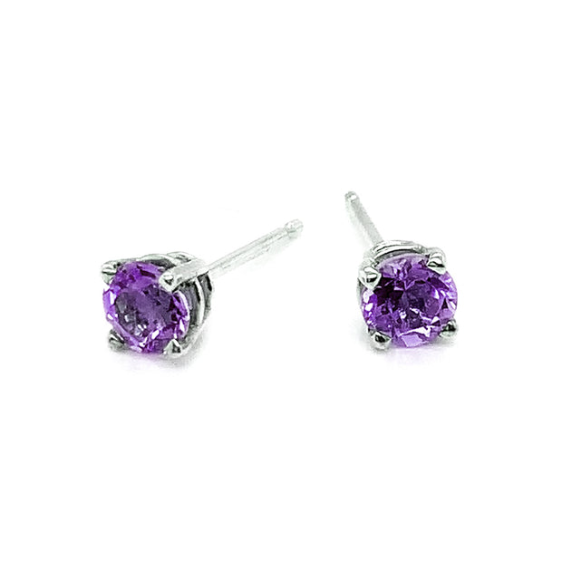 Sterling Silver & Amethyst Stud Earrings - "Lilac"