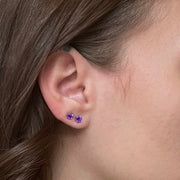 Sterling Silver & Amethyst Stud Earrings