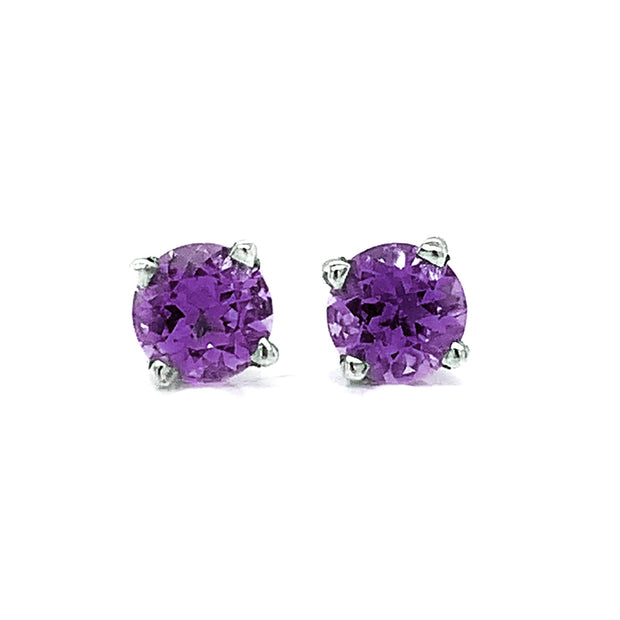 Sterling Silver & Amethyst Stud Earrings - "Lilac"