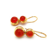 Gold Vermeil and Double Carnelian Drop Earrings - "Akako"