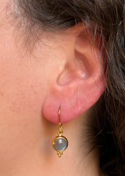 Accented Gold Vermeil Labradorite Drop Earrings - "Horizon Gleam"