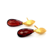 Gold Vermeil Marquise Studs with Garnet Drops