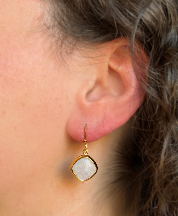 Gold Vermeil Kite Shaped Moonstone Drop Earrings