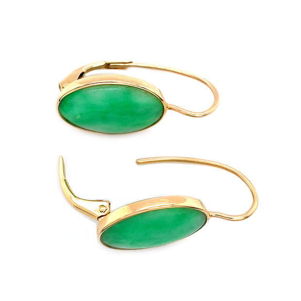 Jadeite & Yellow Gold Lever back Earrings - "Ella"