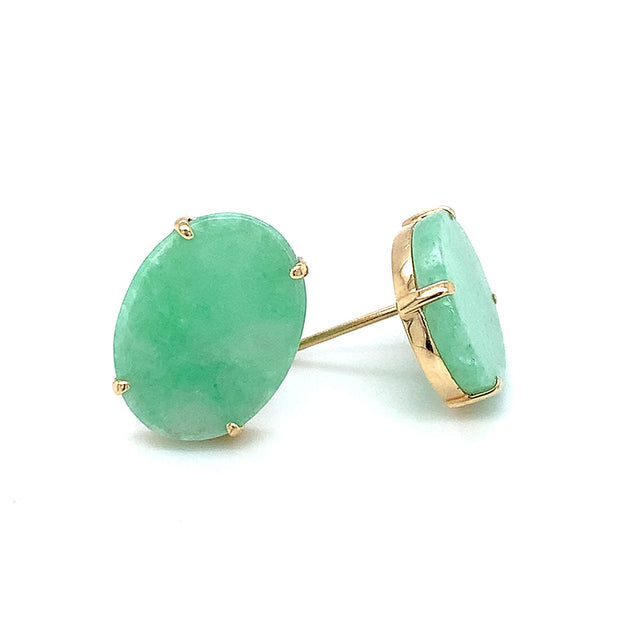 Jadeite & Yellow Gold Studs - "Wonder"