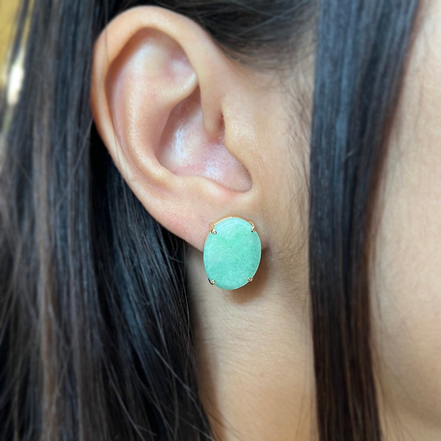 Jadeite & Yellow Gold Studs - "Wonder"